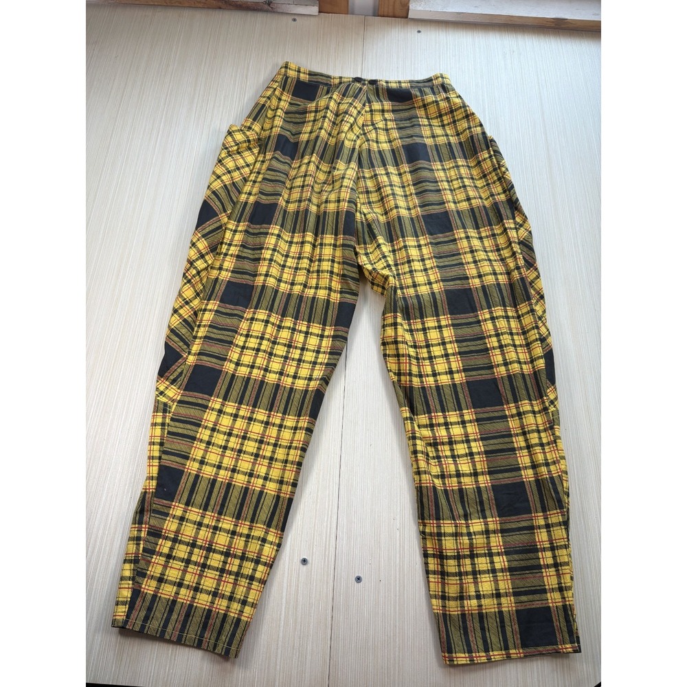 The Spindrifter Pants‎ Womens 34 Yellow Black Plaid Pocket Tapered Leg Zip Fly